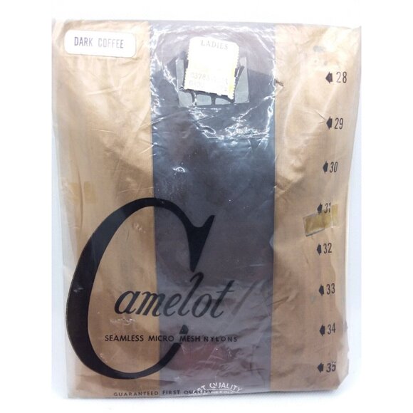 Vintage Camelot Seamless Micro Mesh Nylons Stockings Dark Coffee Canada - Picture 1 of 9